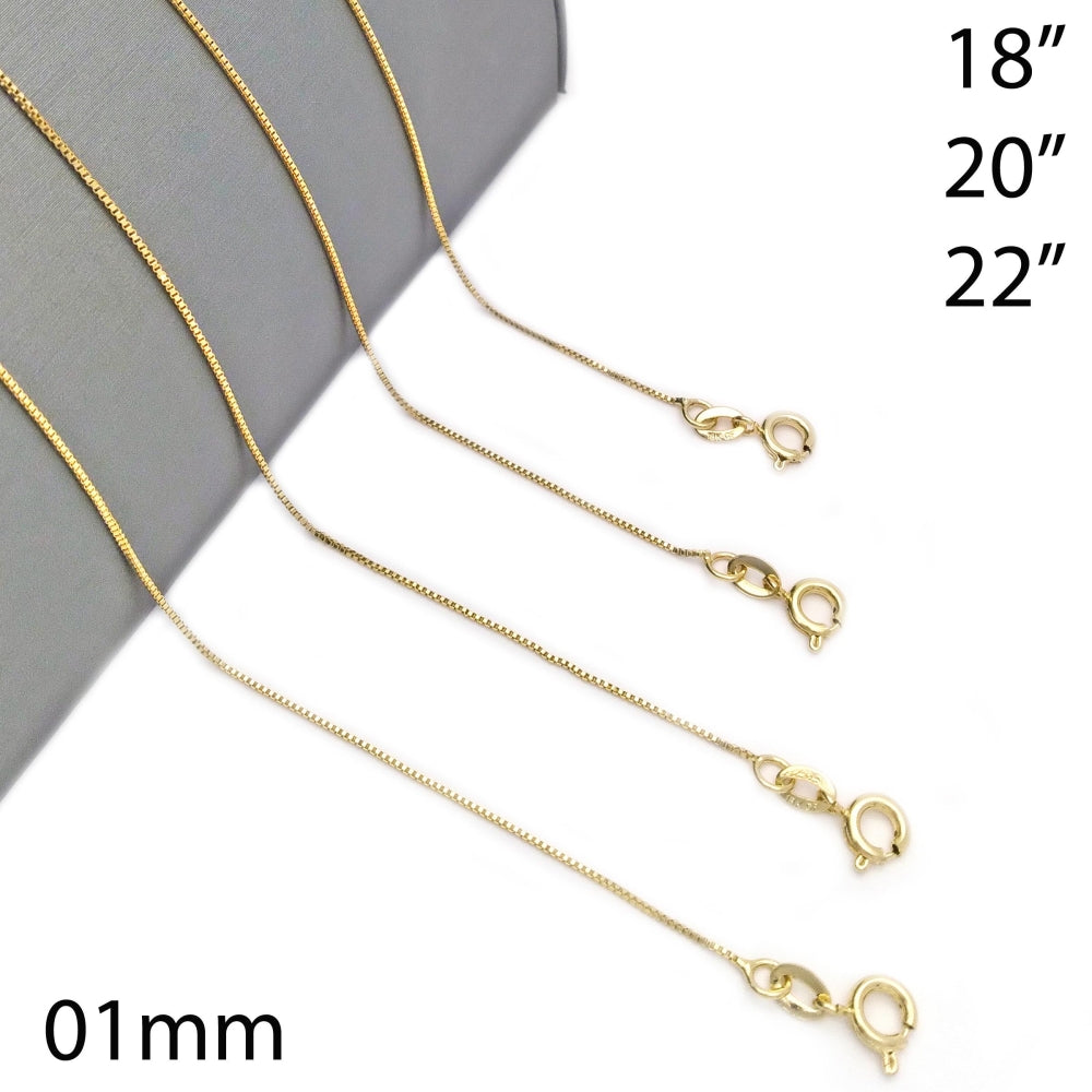Oro Laminado Basic Necklace, Gold Filled Style Box Design, Polished, Golden Finish