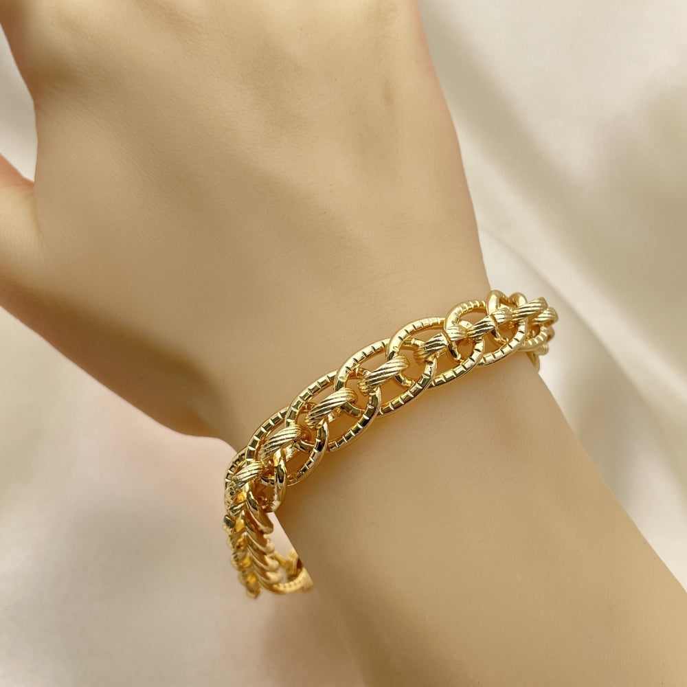 Oro Laminado Basic Bracelet, Gold Filled Style Polished, Golden Finish