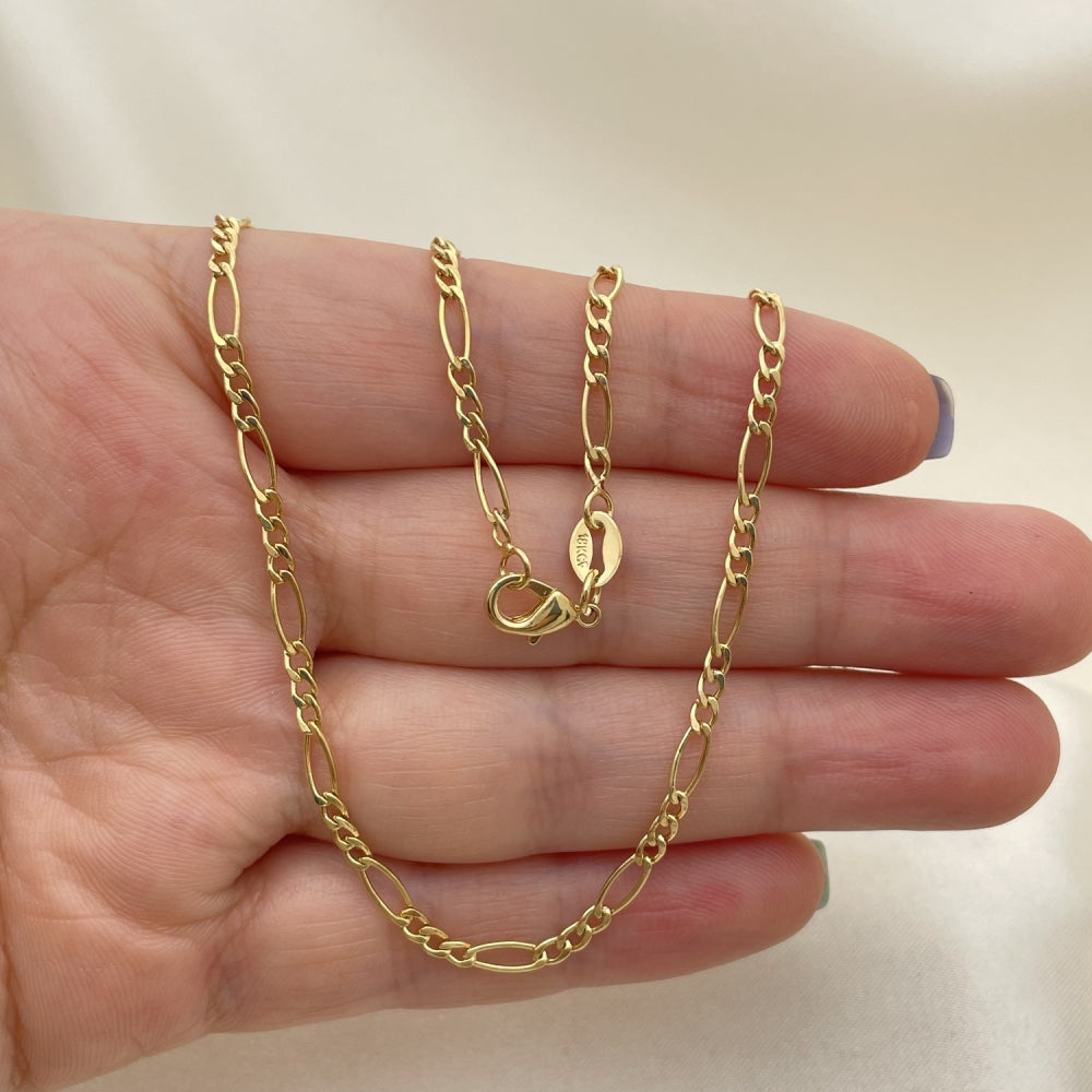 Oro Laminado Basic Necklace, Gold Filled Style Figaro Design, Polished, Golden Finish