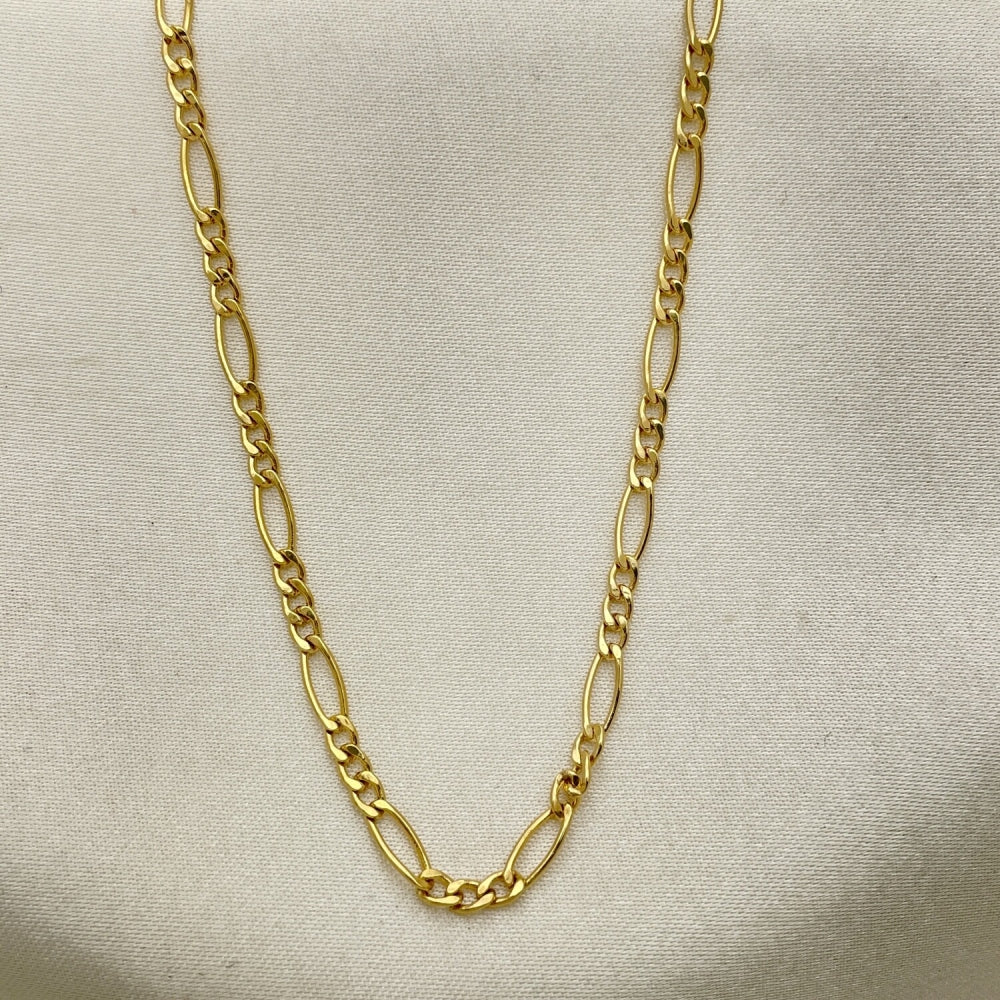 Oro Laminado Basic Necklace, Gold Filled Style Figaro Design, Polished, Golden Finish