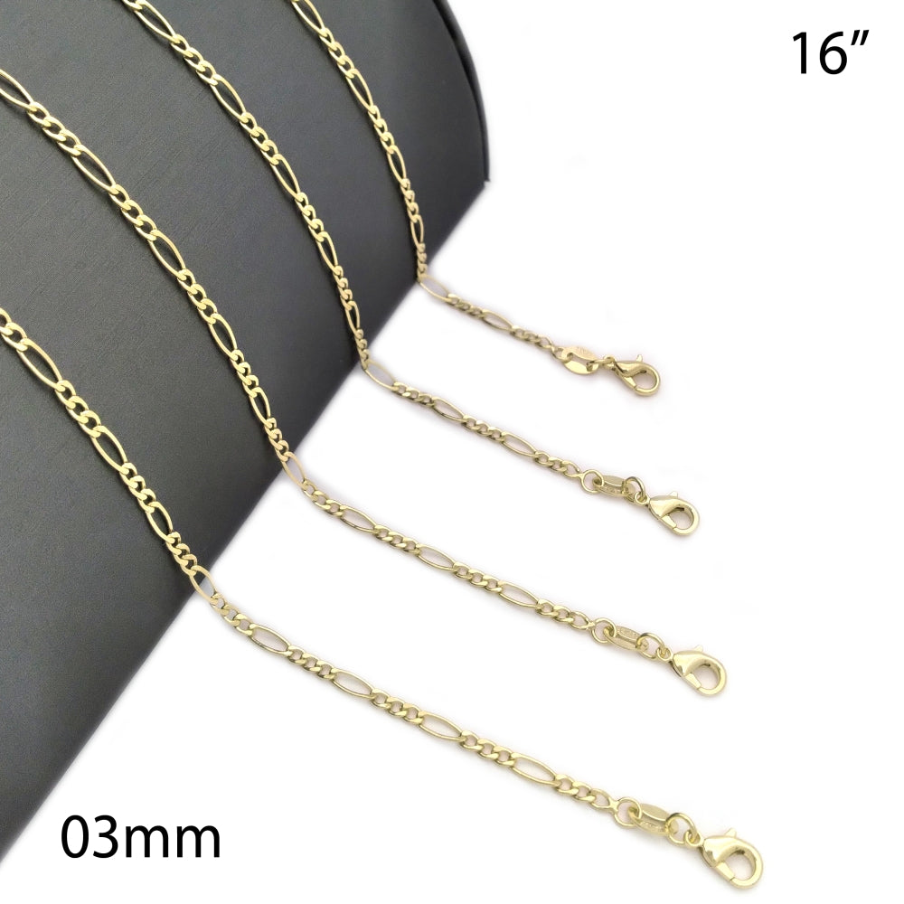 Oro Laminado Basic Necklace, Gold Filled Style Figaro Design, Polished, Golden Finish