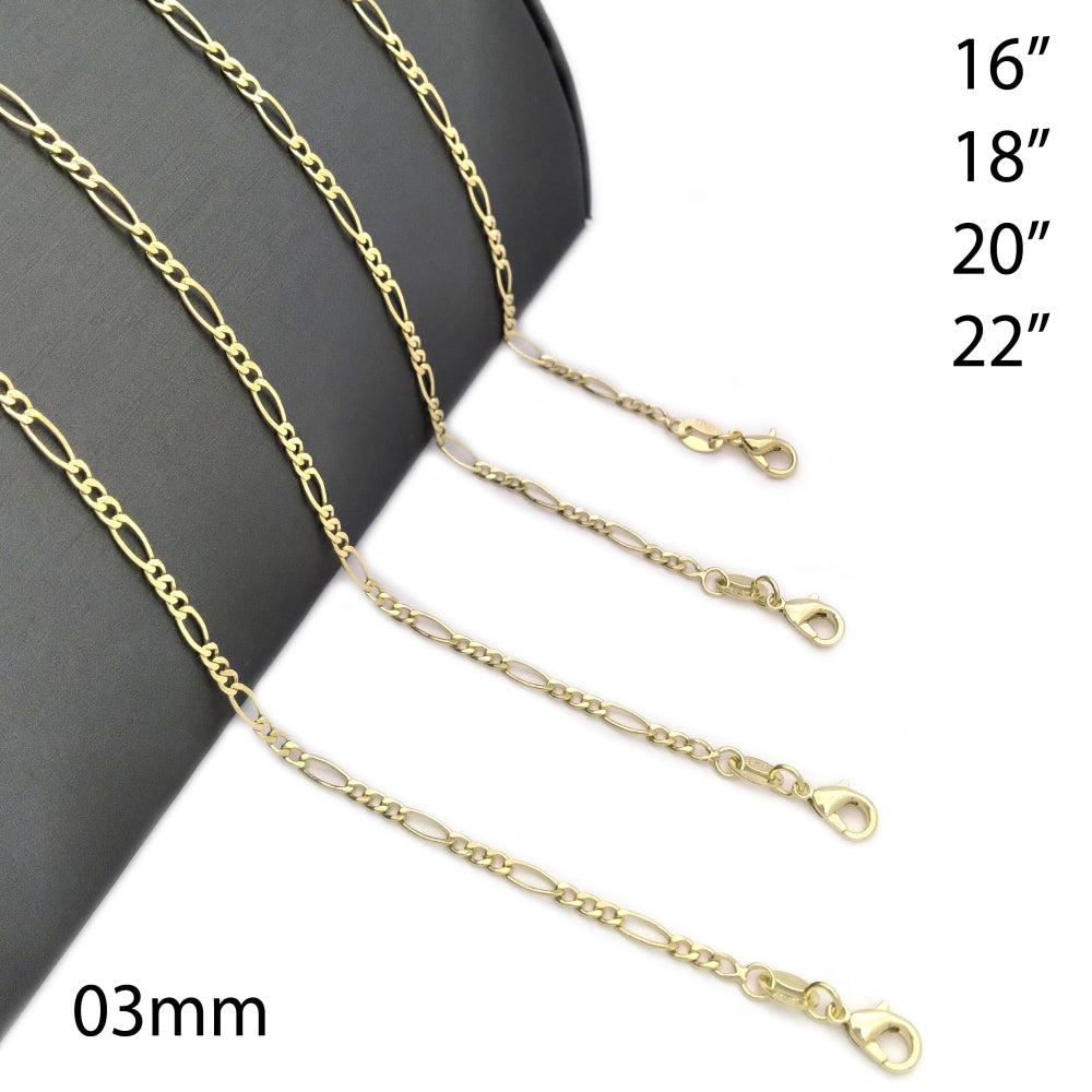 Oro Laminado Basic Necklace, Gold Filled Style Figaro Design, Polished, Golden Finish