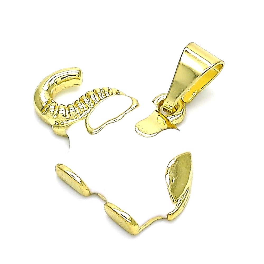 Oro Laminado Fancy Pendant, Gold Filled Style Elephant Design, White Enamel Finish, Golden Finish