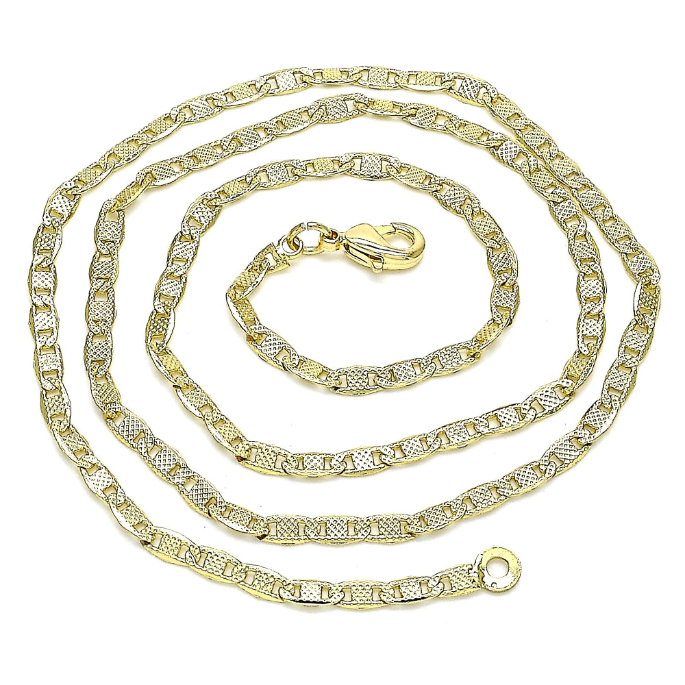 Oro Laminado Basic Necklace, Gold Filled Style Mariner Design, Polished, Golden Finish