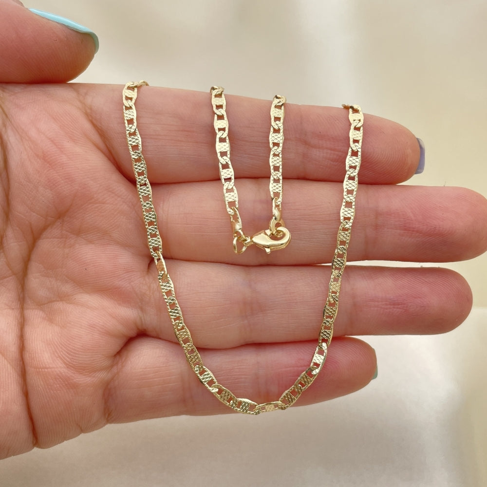 Oro Laminado Basic Necklace, Gold Filled Style Mariner Design, Polished, Golden Finish
