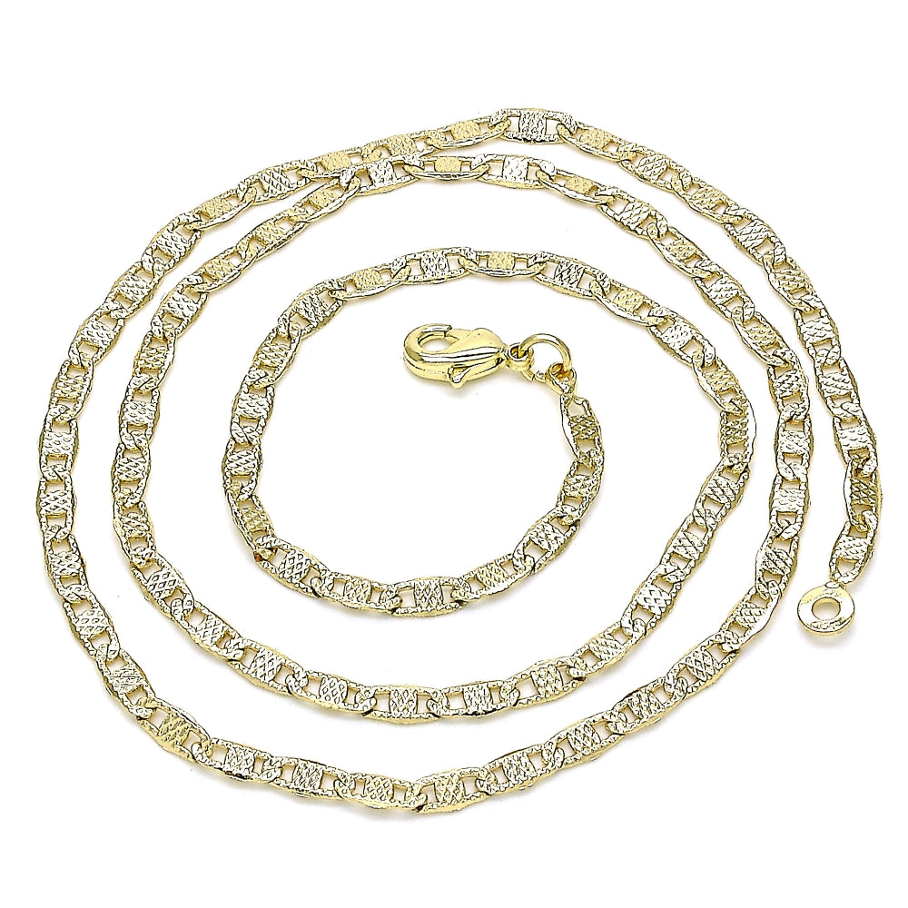 Oro Laminado Basic Necklace, Gold Filled Style Mariner Design, Polished, Golden Finish