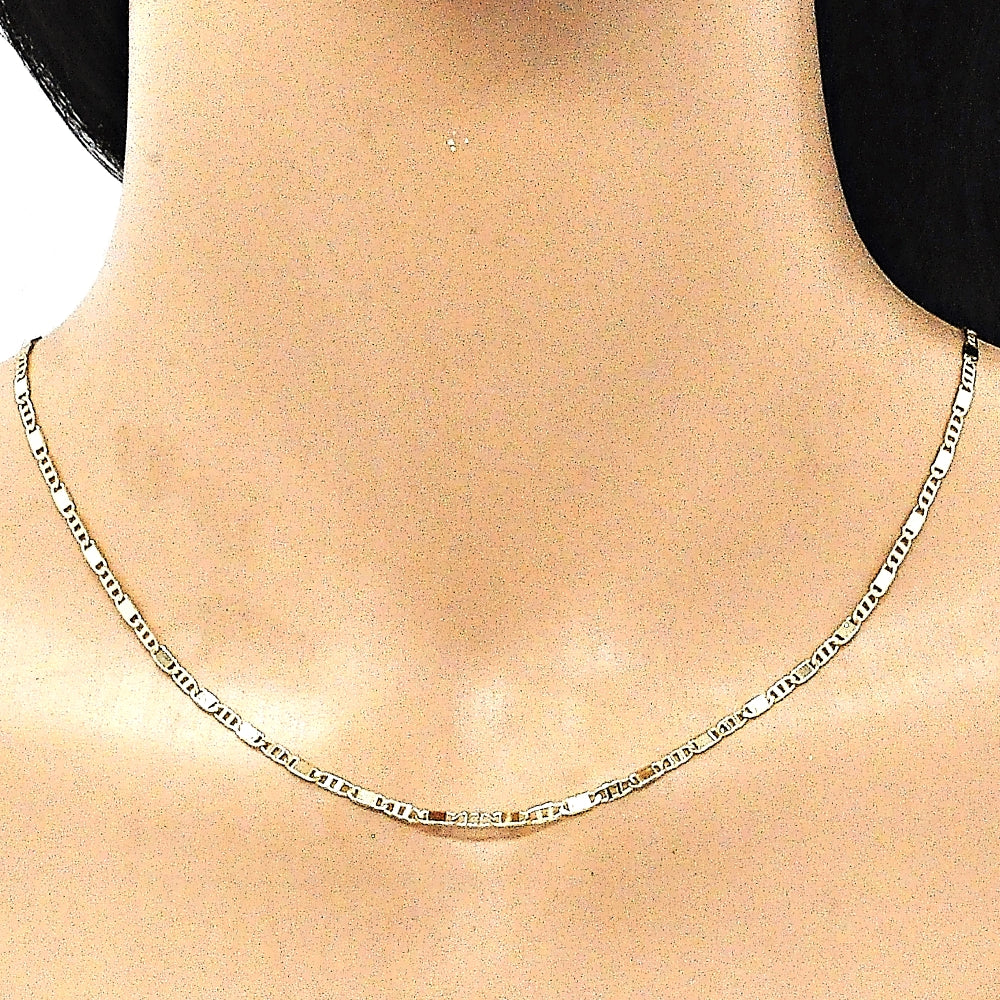 Oro Laminado Basic Necklace, Gold Filled Style Pave Mariner Design, Polished, Golden Finish