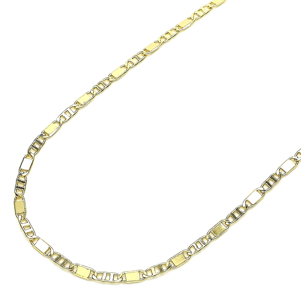 Oro Laminado Basic Necklace, Gold Filled Style Pave Mariner Design, Polished, Golden Finish