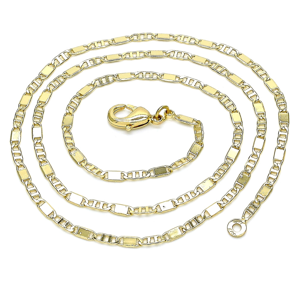 Oro Laminado Basic Necklace, Gold Filled Style Pave Mariner Design, Polished, Golden Finish