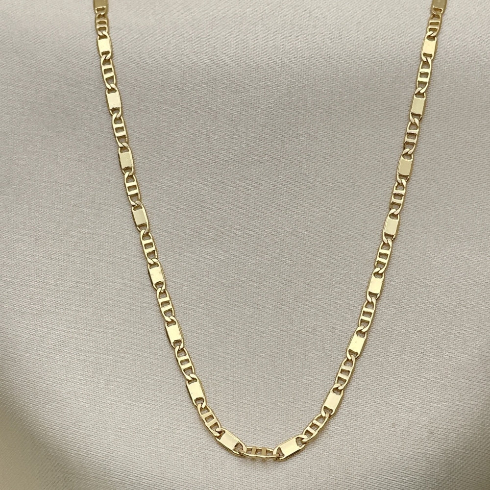Oro Laminado Basic Necklace, Gold Filled Style Pave Mariner Design, Polished, Golden Finish