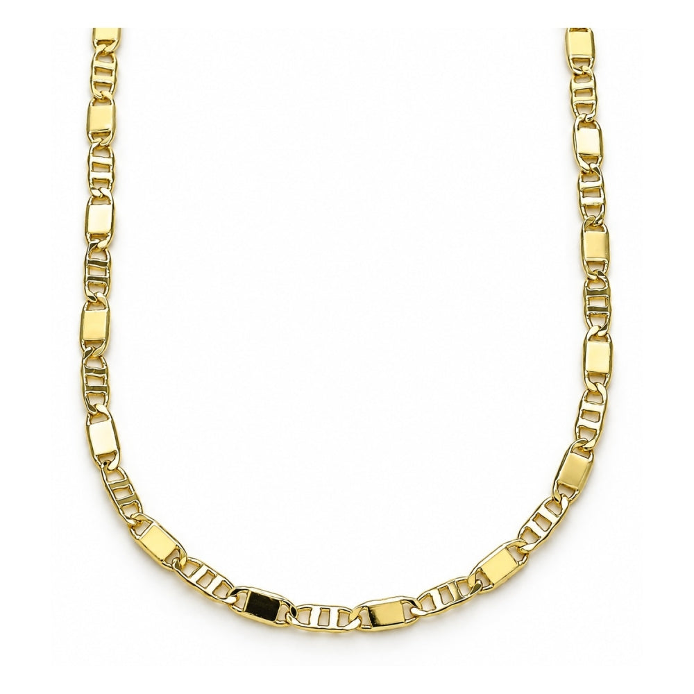 Oro Laminado Basic Necklace, Gold Filled Style Pave Mariner Design, Polished, Golden Finish