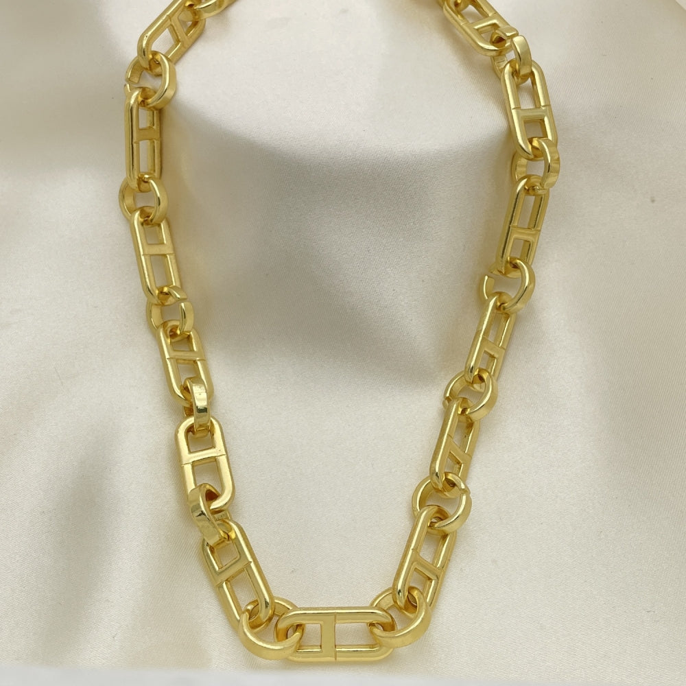 Oro Laminado Basic Necklace, Gold Filled Style Puff Mariner Design, Polished, Golden Finish