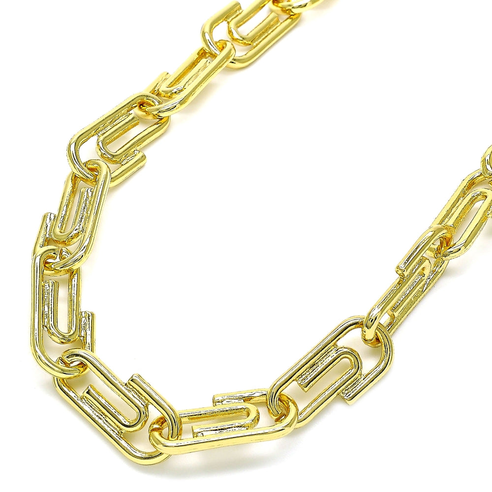 Oro Laminado Basic Necklace, Gold Filled Style Paperclip Design, Polished, Golden Finish