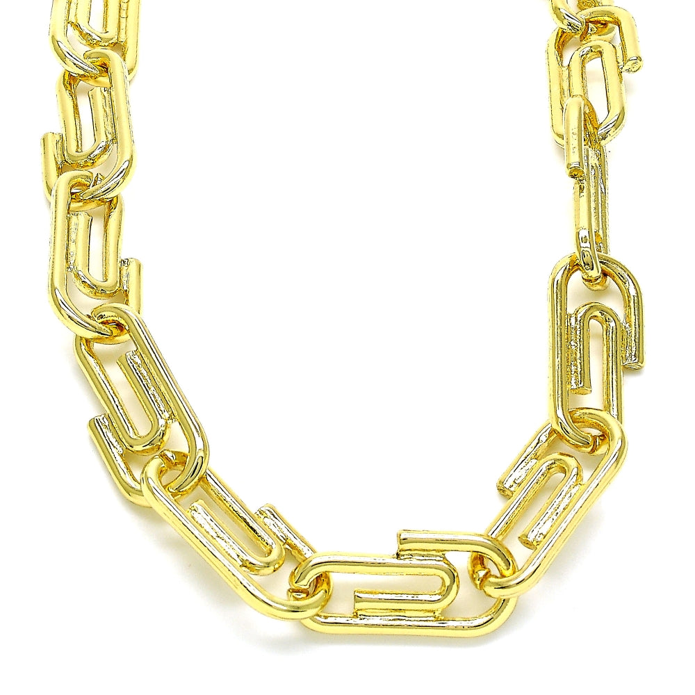 Oro Laminado Basic Necklace, Gold Filled Style Paperclip Design, Polished, Golden Finish
