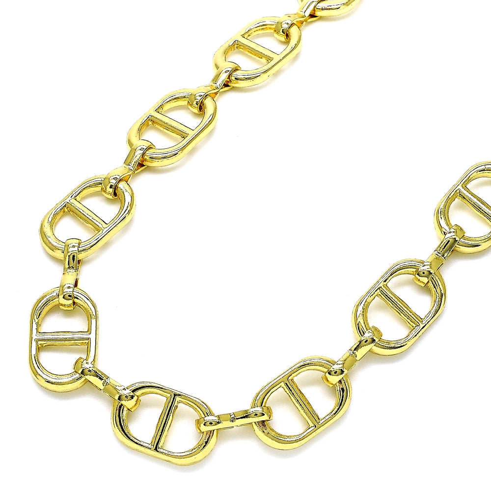 Oro Laminado Basic Necklace, Gold Filled Style Puff Mariner Design, Polished, Golden Finish