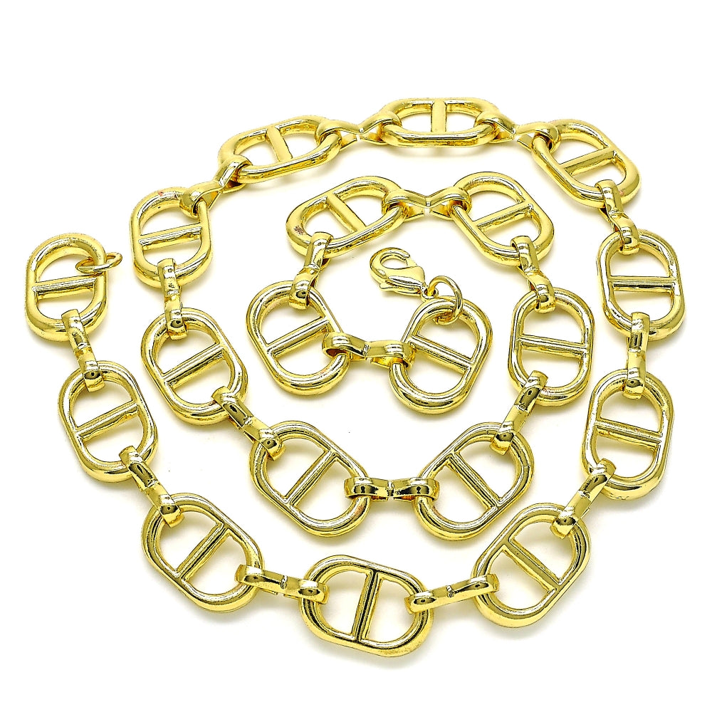 Oro Laminado Basic Necklace, Gold Filled Style Puff Mariner Design, Polished, Golden Finish