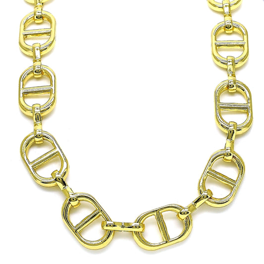 Oro Laminado Basic Necklace, Gold Filled Style Puff Mariner Design, Polished, Golden Finish