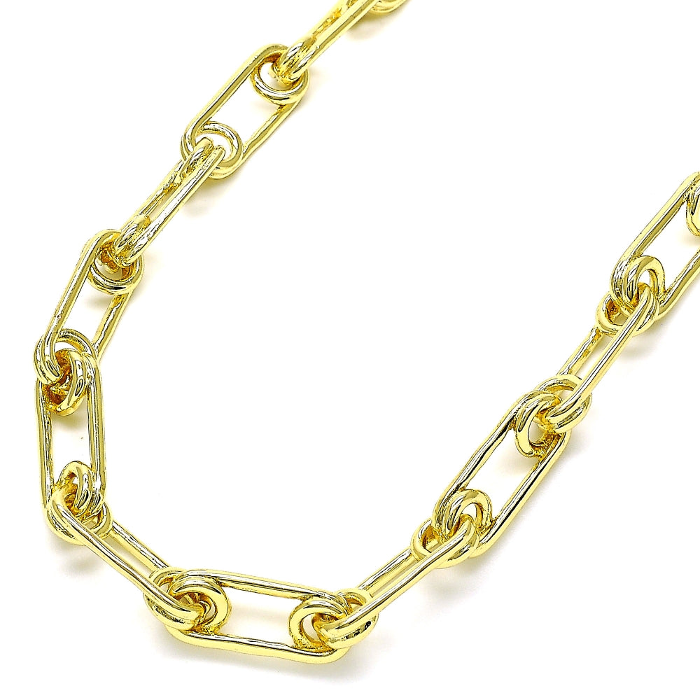Oro Laminado Basic Necklace, Gold Filled Style Paperclip Design, Polished, Golden Finish