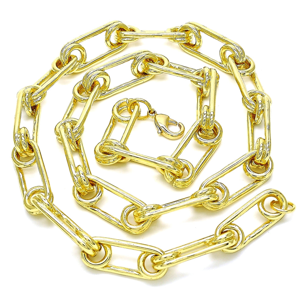 Oro Laminado Basic Necklace, Gold Filled Style Paperclip Design, Polished, Golden Finish