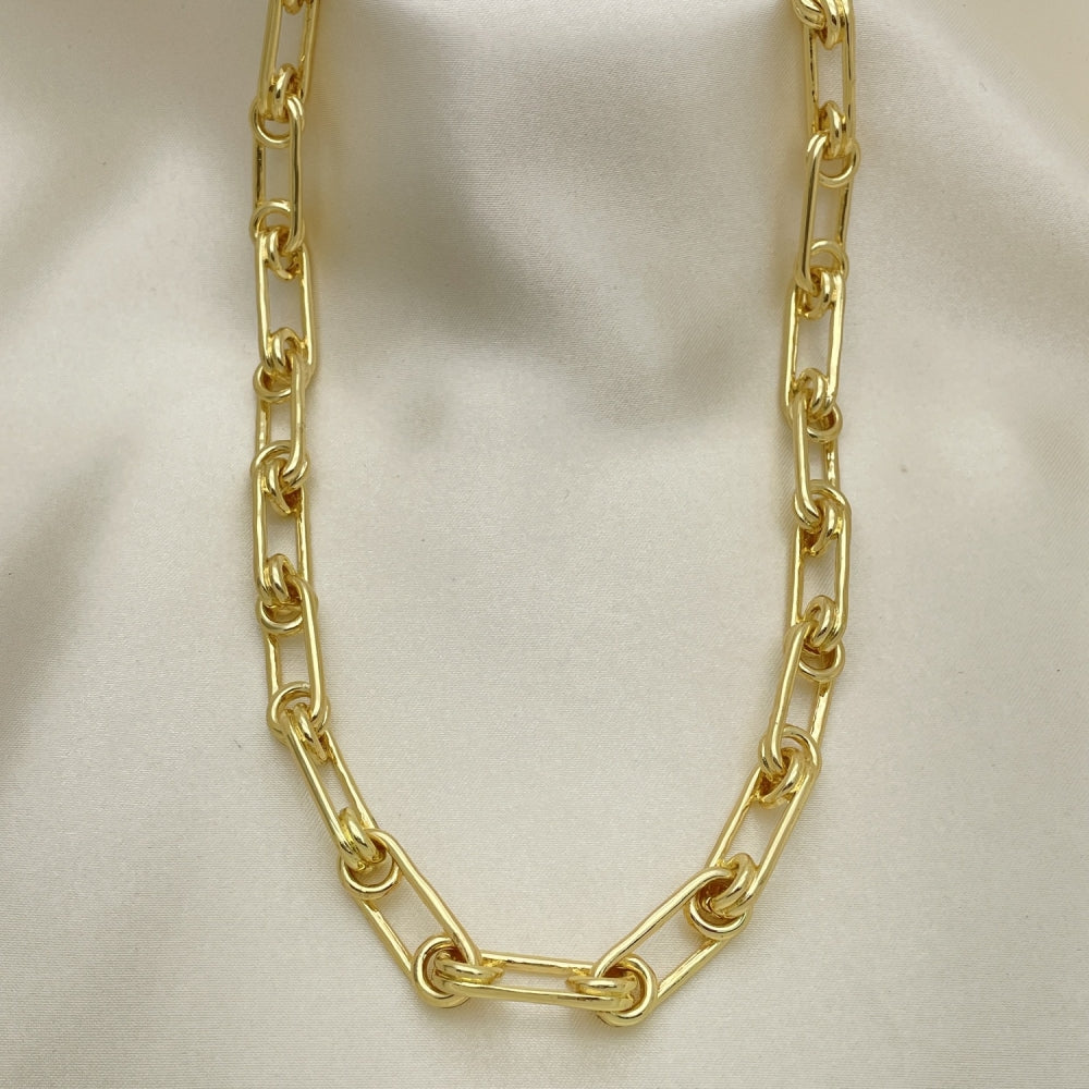 Oro Laminado Basic Necklace, Gold Filled Style Paperclip Design, Polished, Golden Finish