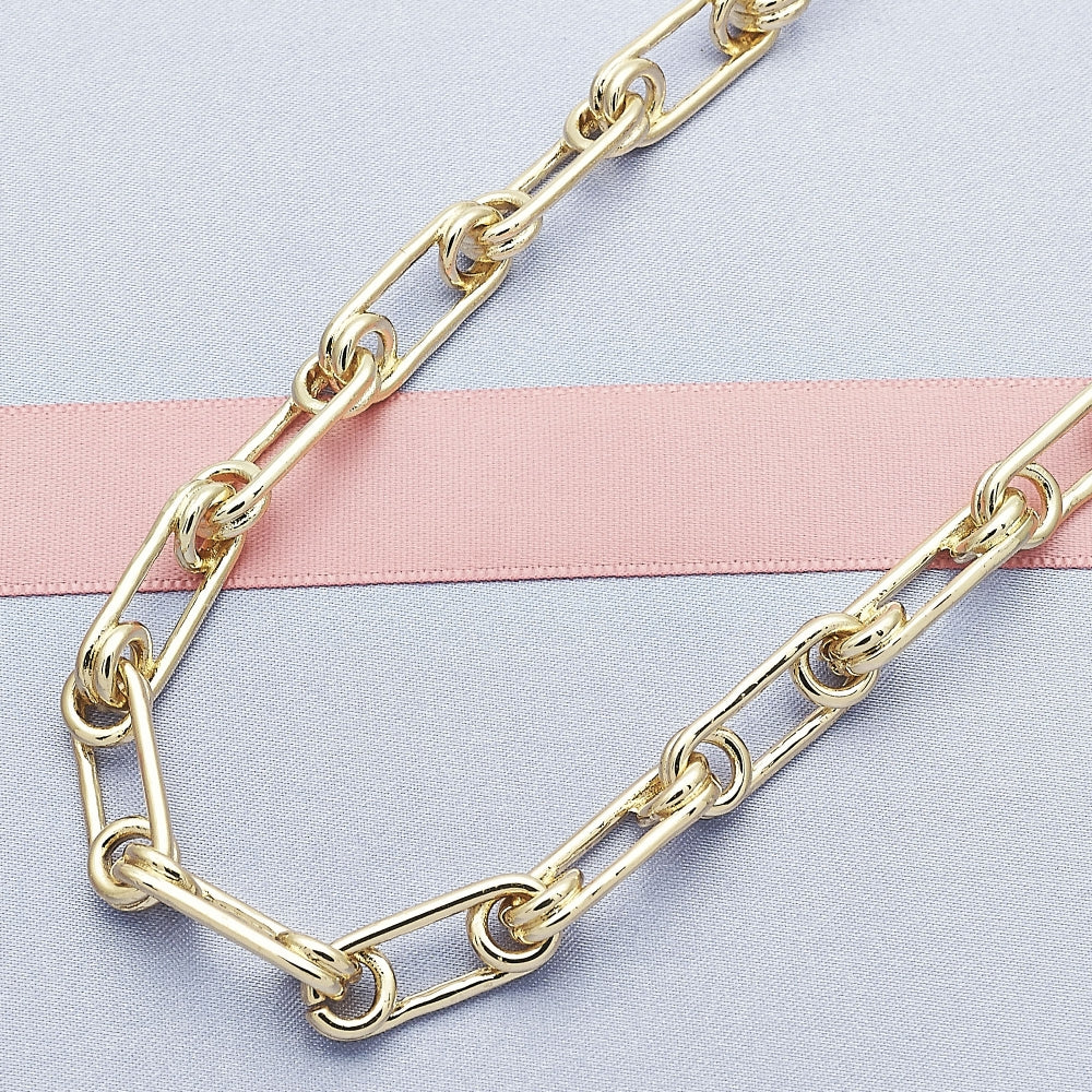 Oro Laminado Basic Necklace, Gold Filled Style Paperclip Design, Polished, Golden Finish