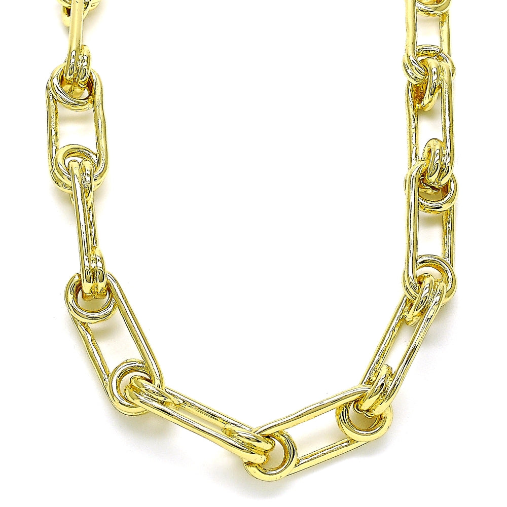 Oro Laminado Basic Necklace, Gold Filled Style Paperclip Design, Polished, Golden Finish