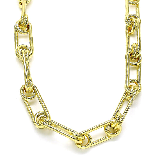 Oro Laminado Basic Necklace, Gold Filled Style Paperclip Design, Polished, Golden Finish