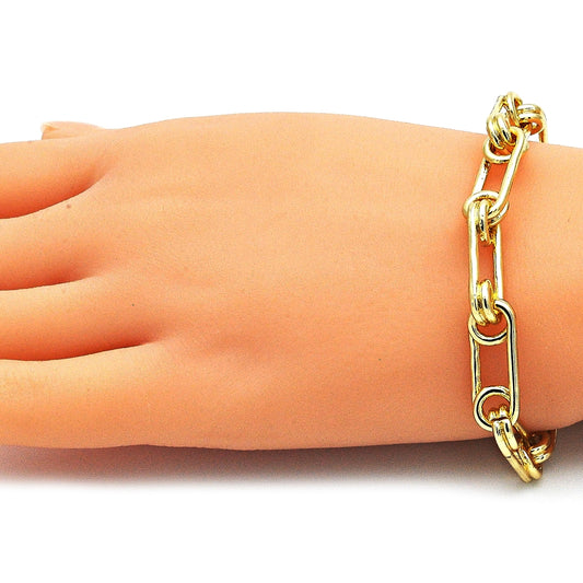 Oro Laminado Basic Bracelet, Gold Filled Style Paperclip Design, Polished, Golden Finish