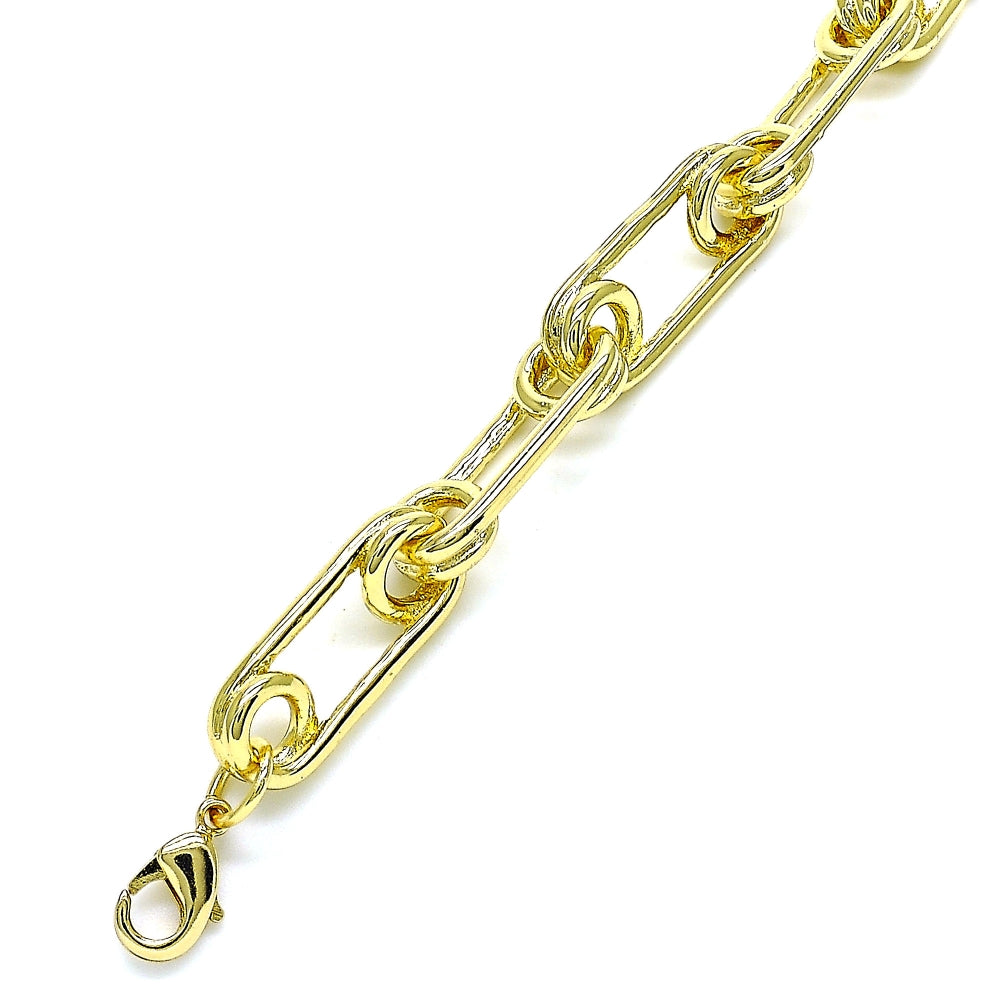 Oro Laminado Basic Bracelet, Gold Filled Style Paperclip Design, Polished, Golden Finish