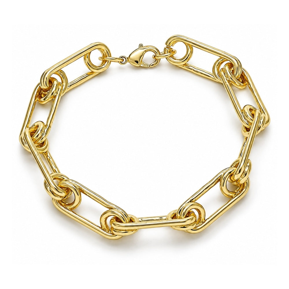 Oro Laminado Basic Bracelet, Gold Filled Style Paperclip Design, Polis ...