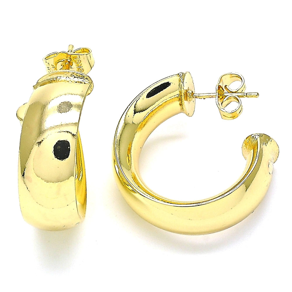 Oro Laminado Stud Earring, Gold Filled Style Polished, Golden Finish