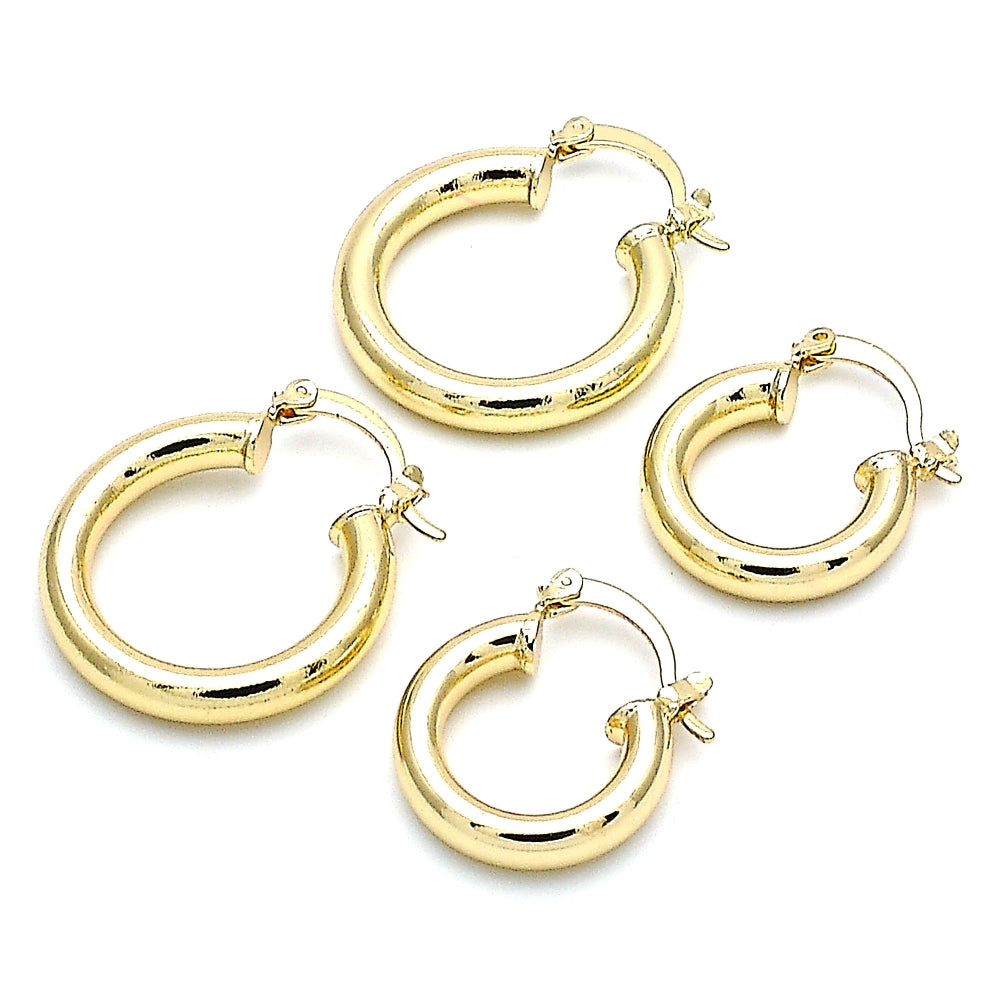 Oro Laminado Small Hoop, Gold Filled Style Polished, Golden Finish