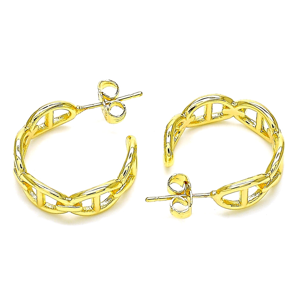Oro Laminado Stud Earring, Gold Filled Style Puff Mariner Design, Polished, Golden Finish