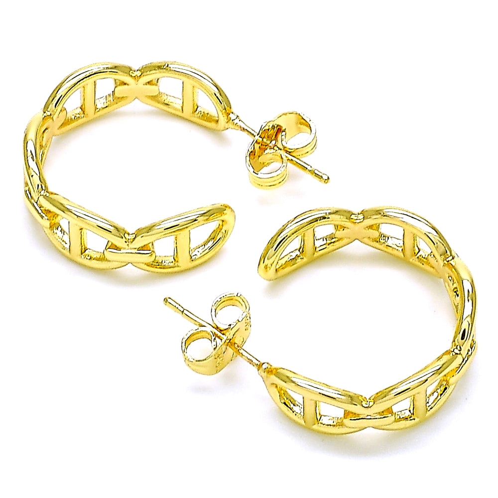Oro Laminado Stud Earring, Gold Filled Style Puff Mariner Design, Polished, Golden Finish