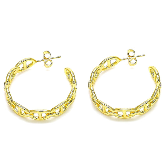 Oro Laminado Stud Earring, Gold Filled Style Puff Mariner Design, Polished, Golden Finish