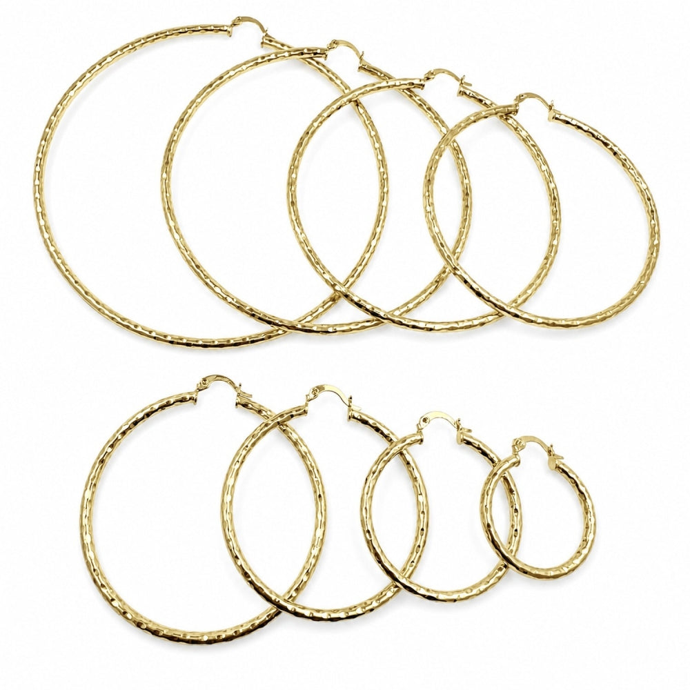 Oro Laminado Medium Hoop, Gold Filled Style Diamond Cutting Finish, Golden Finish