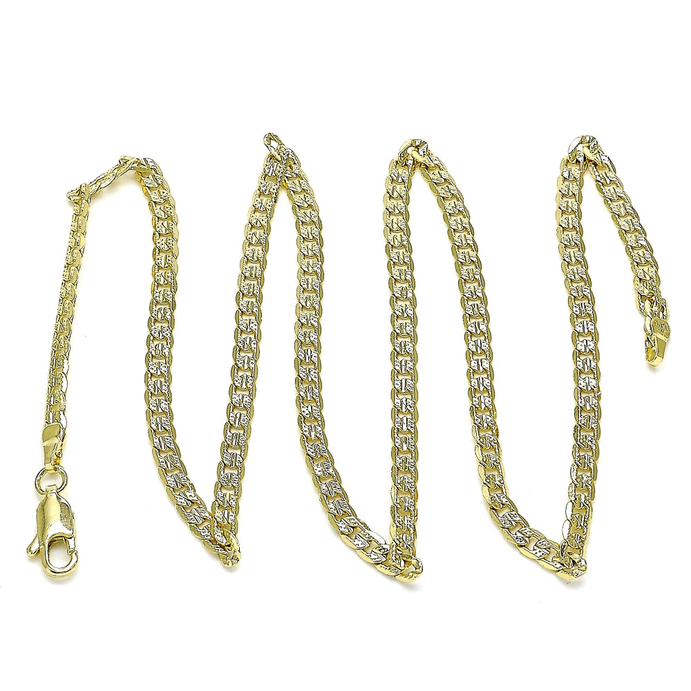 Oro Laminado Basic Necklace, Gold Filled Style Curb Design, Polished, Golden Finish