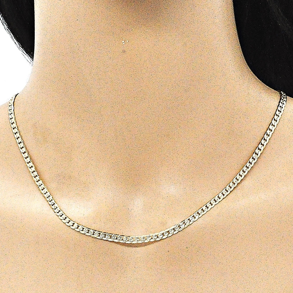 Oro Laminado Basic Necklace, Gold Filled Style Curb Design, Polished, Golden Finish
