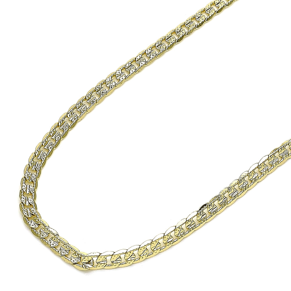 Oro Laminado Basic Necklace, Gold Filled Style Curb Design, Polished, Golden Finish