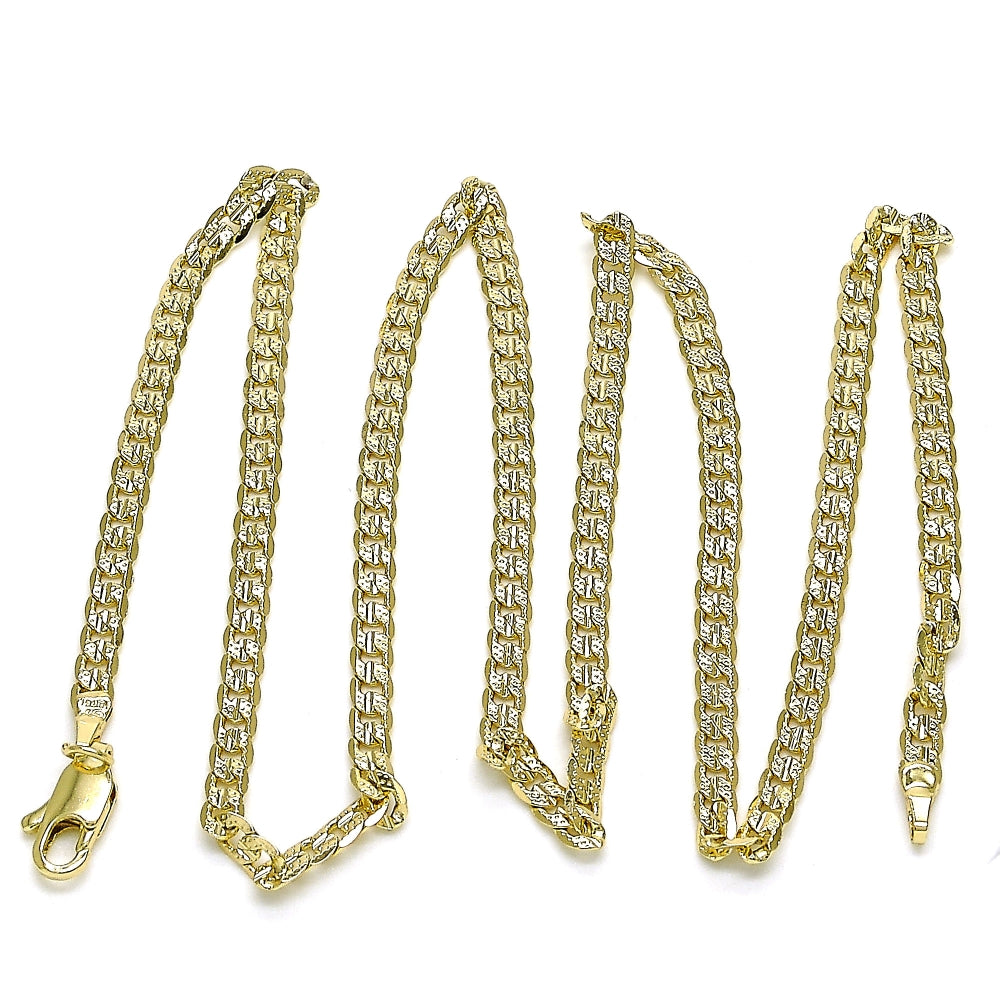Oro Laminado Basic Necklace, Gold Filled Style Curb Design, Polished, Golden Finish