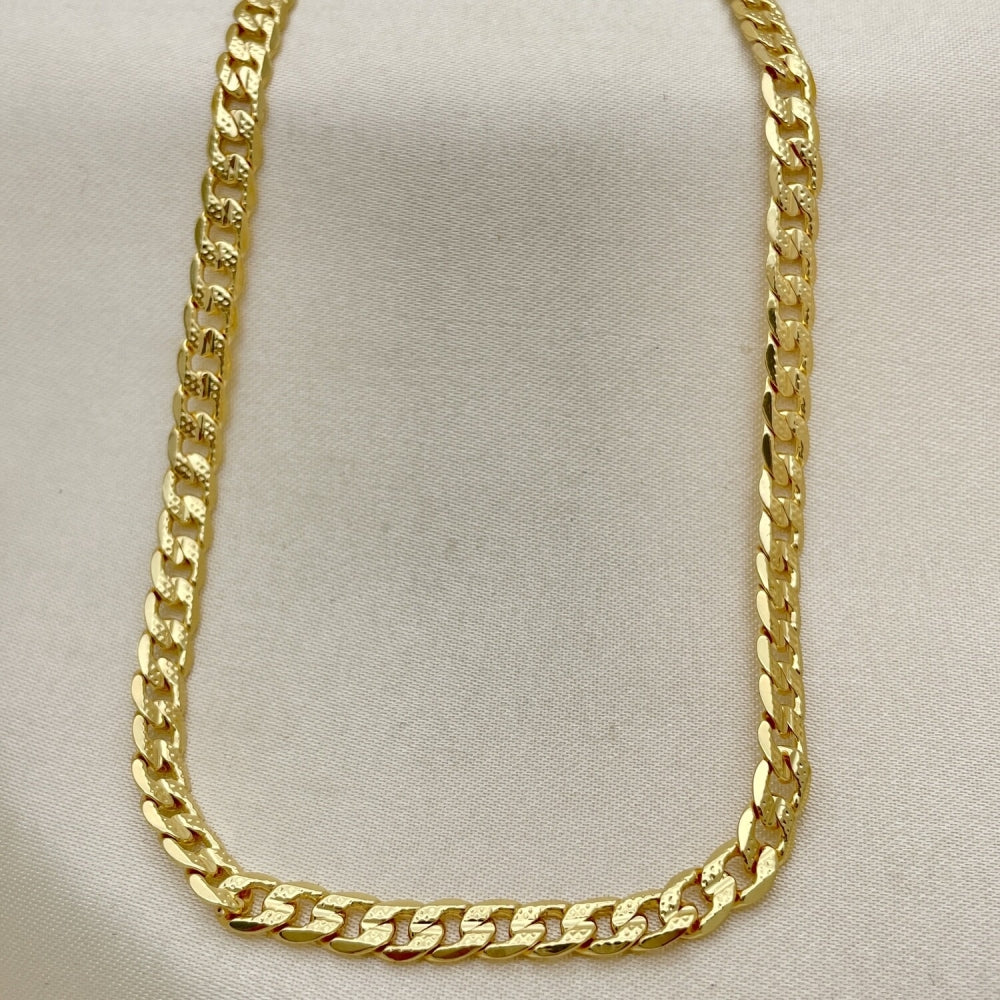 Oro Laminado Basic Necklace, Gold Filled Style Curb Design, Polished, Golden Finish