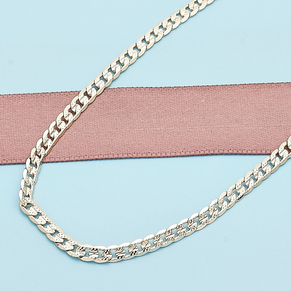 Oro Laminado Basic Necklace, Gold Filled Style Curb Design, Polished, Golden Finish