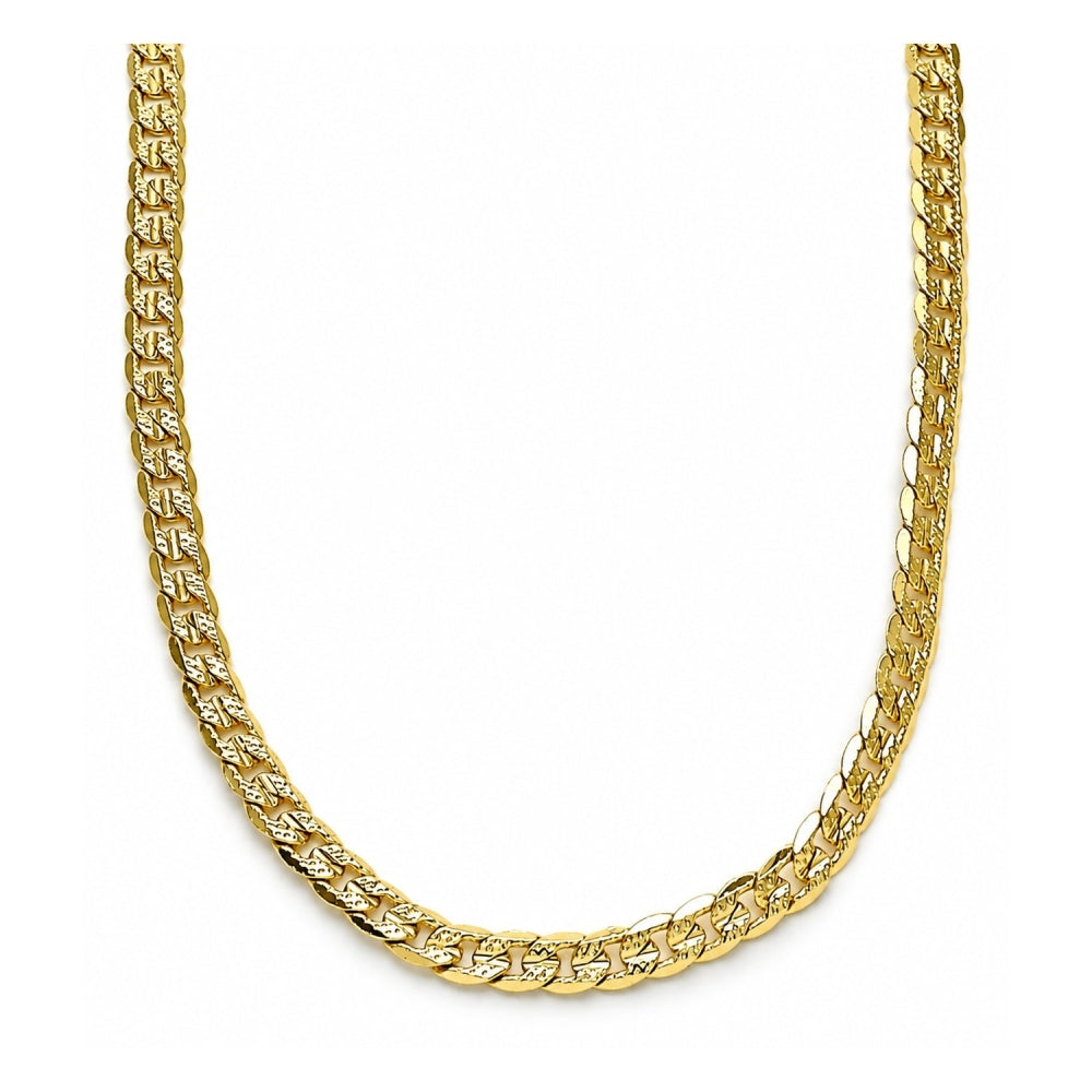 Oro Laminado Basic Necklace, Gold Filled Style Curb Design, Polished, Golden Finish