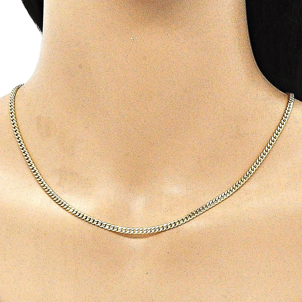 Oro Laminado Basic Necklace, Gold Filled Style Miami Cuban Design, Polished, Golden Finish