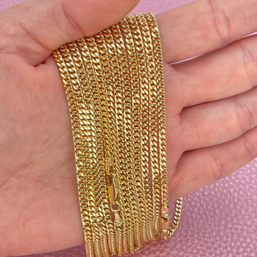 Oro Laminado Basic Necklace, Gold Filled Style Miami Cuban Design, Polished, Golden Finish