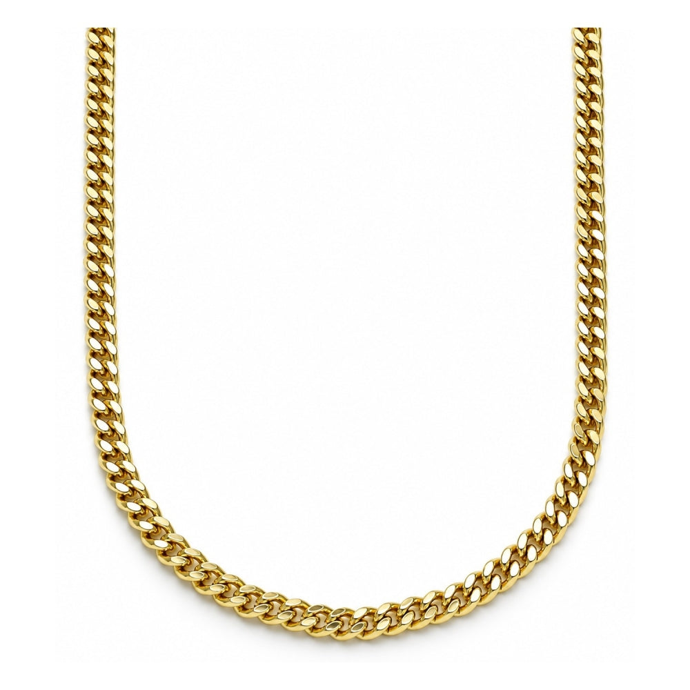 Oro Laminado Basic Necklace, Gold Filled Style Miami Cuban Design, Polished, Golden Finish