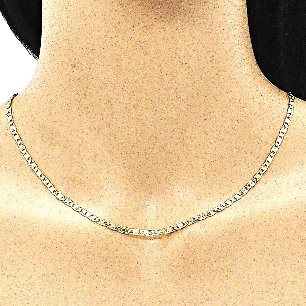 Oro Laminado Basic Necklace, Gold Filled Style Mariner Design, Diamond Cutting Finish, Golden Finish