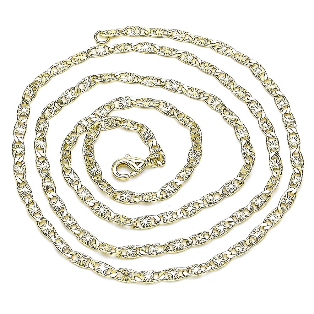 Oro Laminado Basic Necklace, Gold Filled Style Mariner Design, Diamond Cutting Finish, Golden Finish