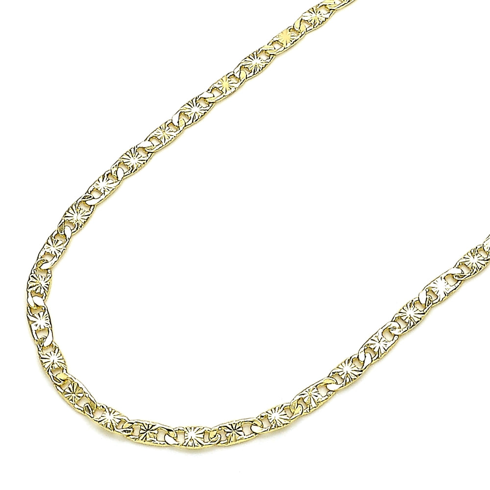 Oro Laminado Basic Necklace, Gold Filled Style Mariner Design, Diamond Cutting Finish, Golden Finish