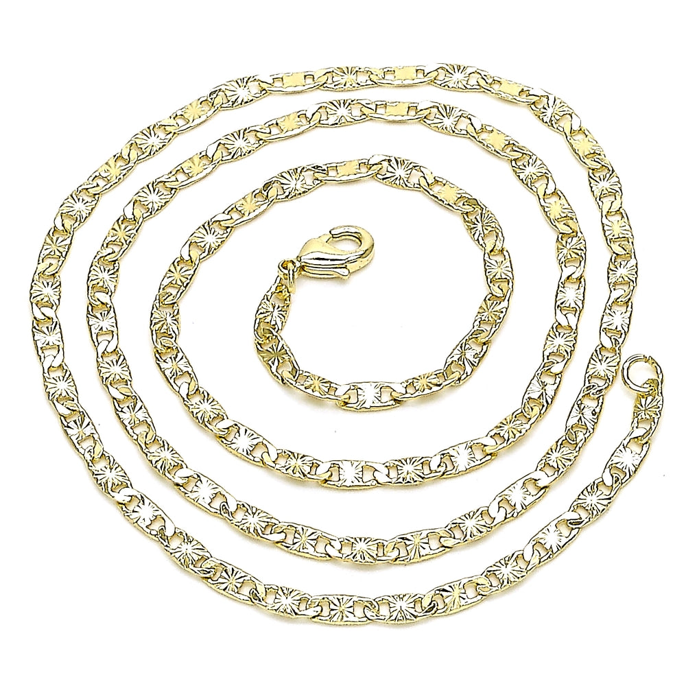 Oro Laminado Basic Necklace, Gold Filled Style Mariner Design, Diamond Cutting Finish, Golden Finish